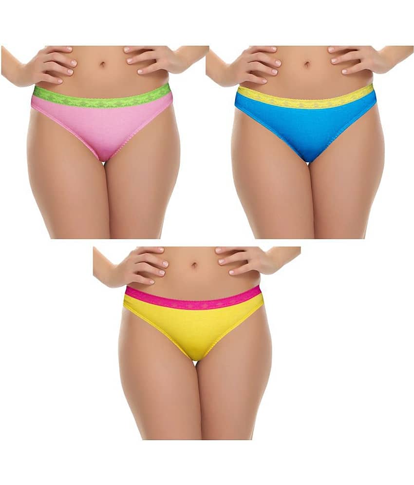 Selfcare Pack of 3 Cotton Women's Bikini Panties ( Multi Color )