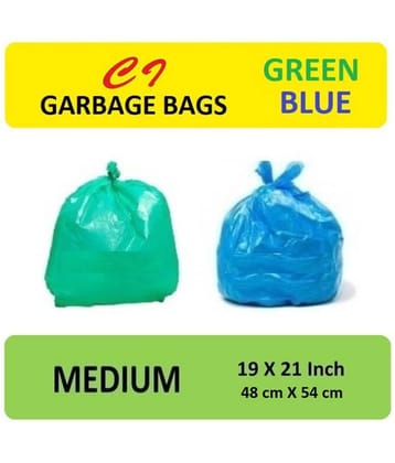 C-I - 6 Packs Medium Disposable Garbage Bags for Wet and Dry Waste (90 Pcs Blue and 90 pcs Green) -3 Packs Each