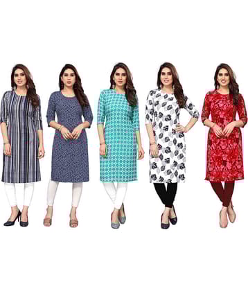 KETAKI FASHION Crepe Printed Straight Women's Kurti - Multicolor3 ( Pack of 5 )
