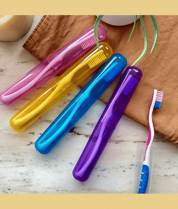 Toothbrush Holder 4 Pc - Plastic Anti-Bacterial Travel Protectors for Oral Care - Portable Brush Holder for Bathroom Wall, Trip & Travel - Multicolor Toothbrush Case Box & Cover Container Set