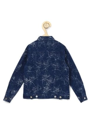 Girl's Denim Washed Flutter Jacket with Crinkle (Blue, 4-5-Yrs)-PID66055