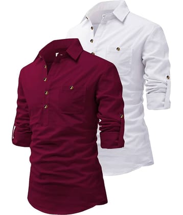 CROWNTAIL Grey Cotton Men's Regular Kurta ( Pack of 2 )