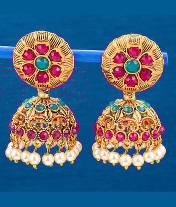 Sukkhi Shimmering Gold Plated Floral Jumaki Earring For Women