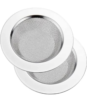 AGS Kitchen Sink Strainer Heavy-Duty Stainless-Steel Drain Basin Basket Filter Stopper Drainer Jali, 11 cm, Silver,Set of 2