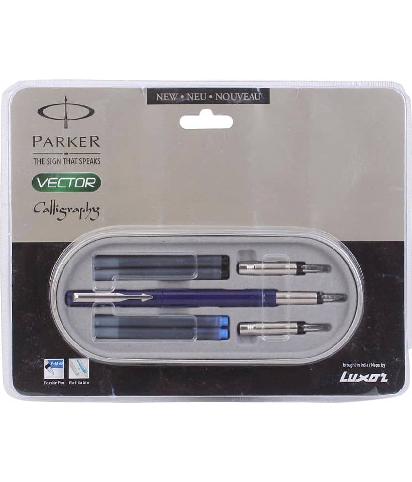 Parker Vector Standard Ct Calligraphy Fountain Pen (Blue, Black)