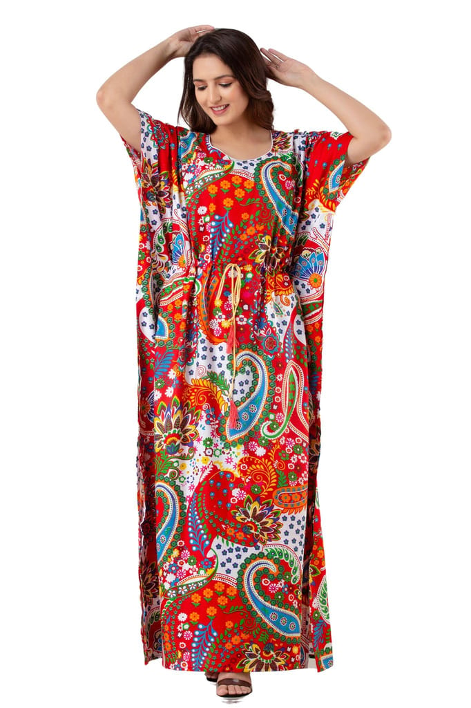 NEEED Women's Pure Cotton Floral Printed Kaftan Maxi Nightdress Loungewear Kaftan Nighty