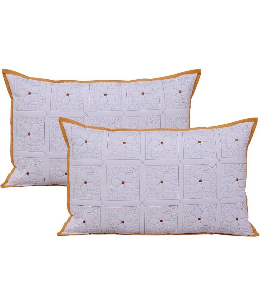 MAHALUXMI COLLECTION Pack of 2 White Pillow Cover