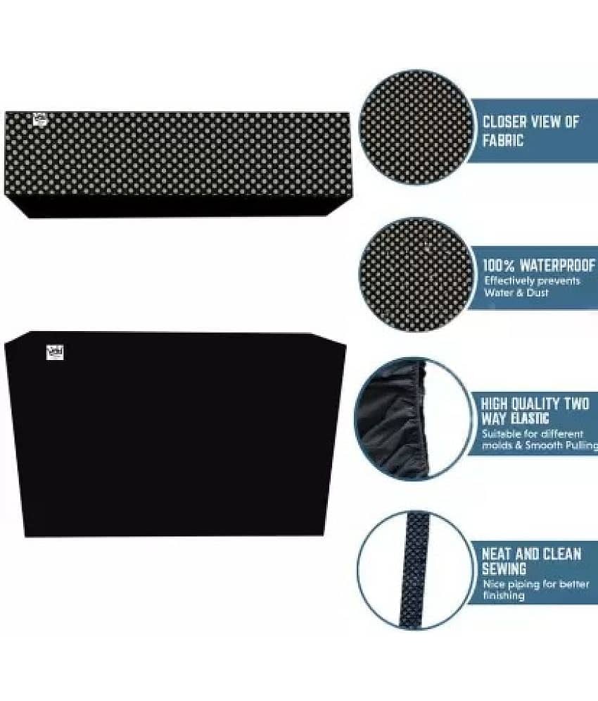 CASA FURNISHING Set of 2 Polyester Blend Black AC Cover for 1.5 Ton Split AC