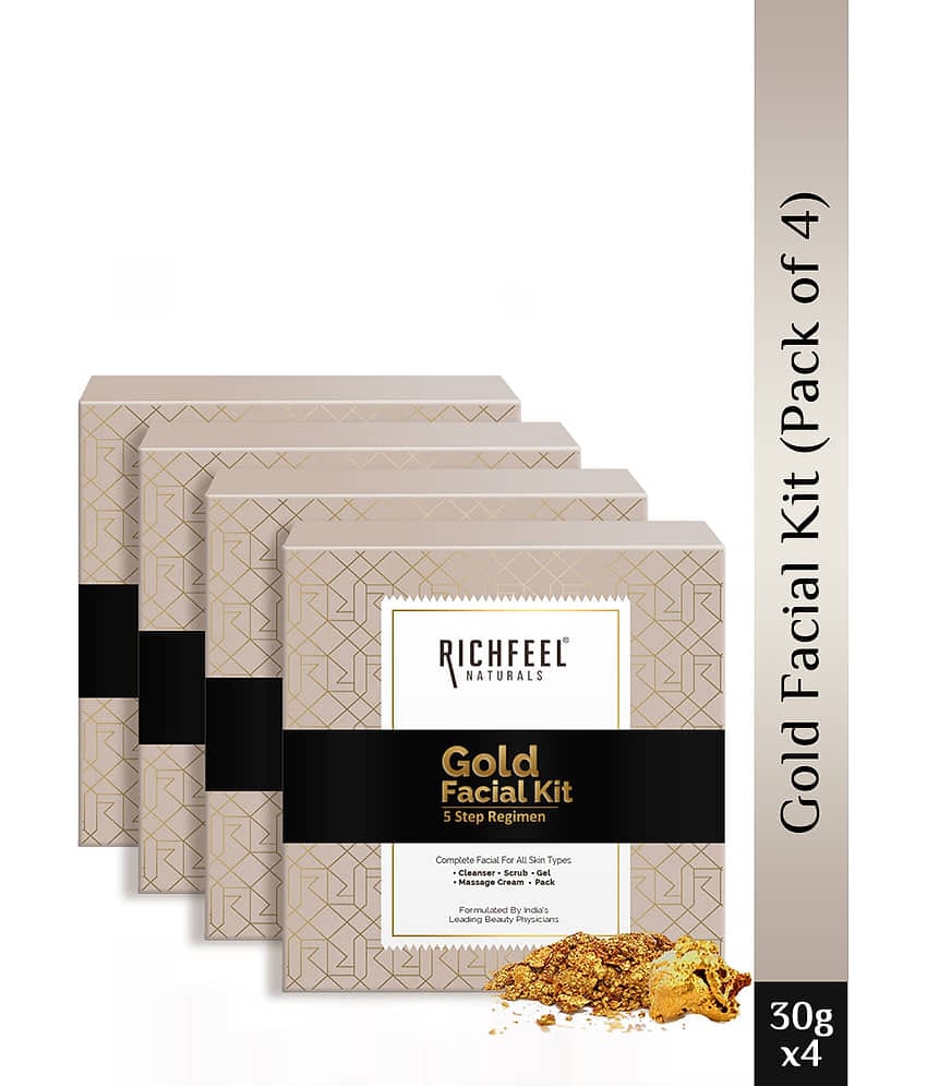 Richfeel 1 Time Use Facial Kit For Normal Skin Gold 4 ( Pack of 4 )