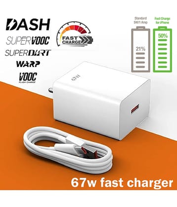 Super-Fast 67W Type-C Charger with USB-C to USB-C Cable | Universal PD Adapter for Mobile Phones, Tablets, and Laptops | Travel-Friendly & Efficient Charging