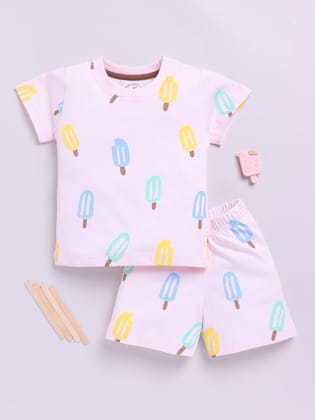 Pink Popsicle Short Sleeves Co-ord Set-6-9 m