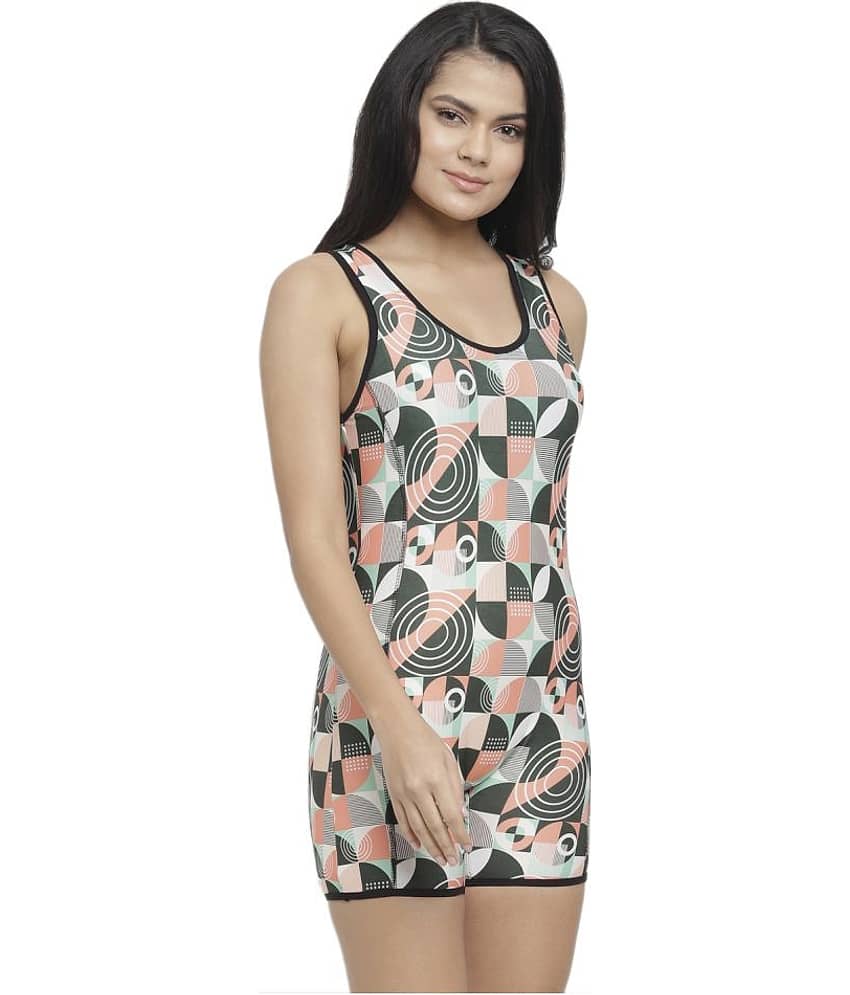 N-Gal Polyester Multi Color One Piece Swimsuit without Skirt