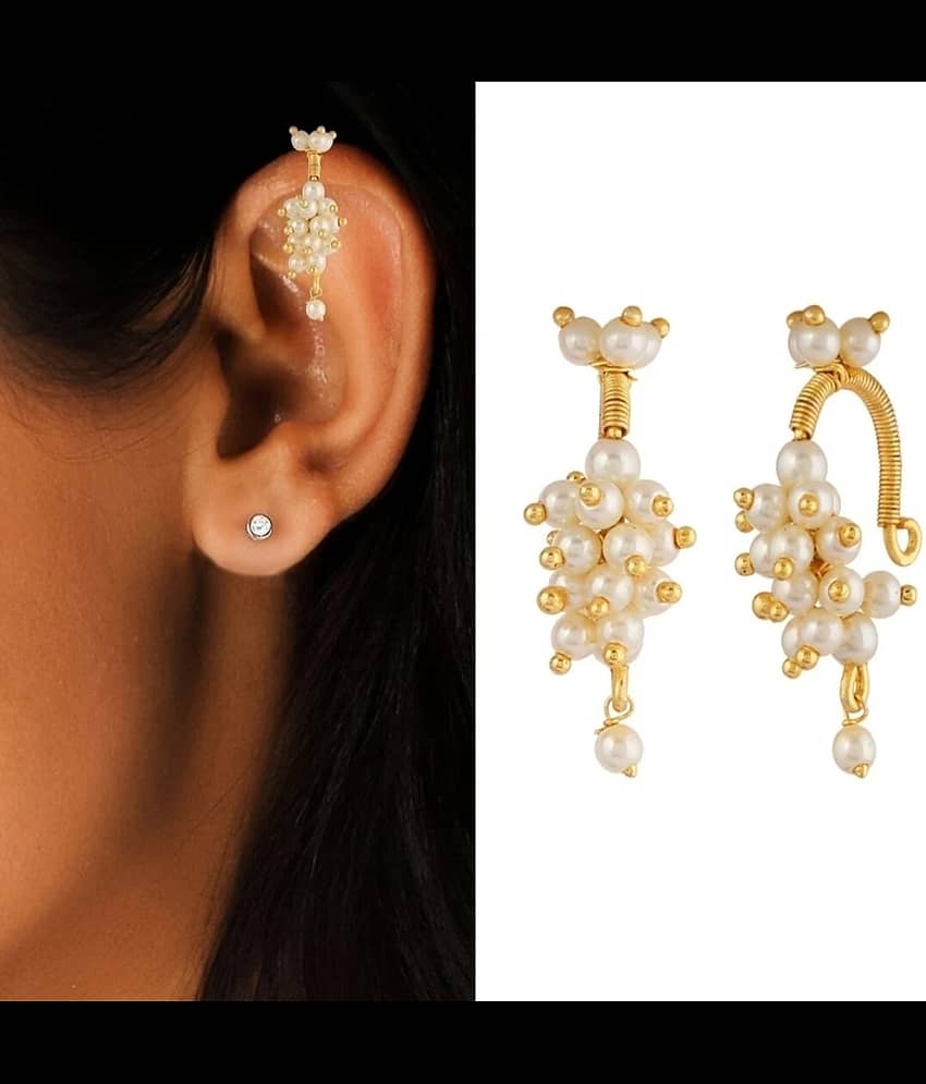 Drashti Collection Golden Chandelier Earrings ( Pack of 1 )