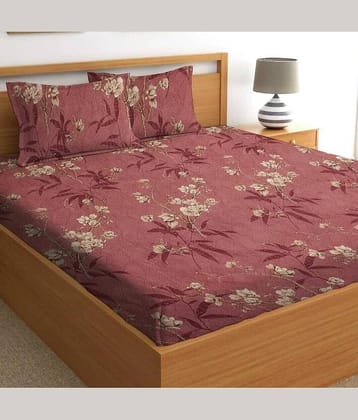 Decent Home Maroon Cotton 1 Double Bedsheet with 2 Pillow Covers ( 225 cm x 225 cm )
