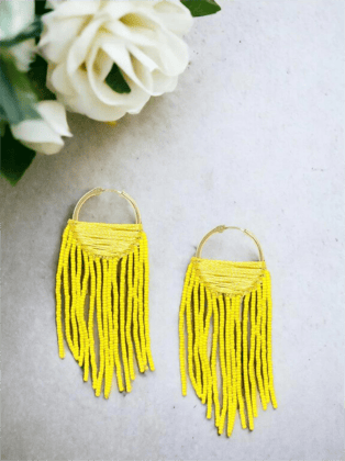 Gold-Toned Yellow Circular Hoop Earrings Gold-Toned Yellow Circular Hoop Earrings