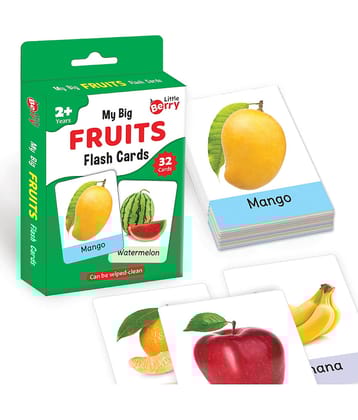 Little Berry Big Flash Cards for Kids: Fruits | 32 Double-sided Picture Cards, Durable & Water Resistant | Early Learning and Development Toy for Preschoolers & Toddlers 2-6 Years | Can Be Wiped & Cleaned