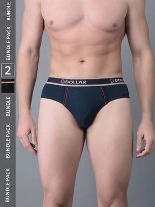 Men's Assorted Pack of 2 Combed Cotton Solid Brief With Anti-Microbial Odour Control Men's Assorted Pack of 2 Combed Cotton Solid Brief With Anti-Microbial Odour Control