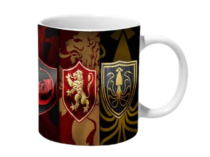Multicolor Game Of Thrones Clan Sheilds Ceramic Mug