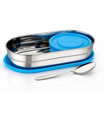 Dark Sun Kitchenware Oval Shape School / Office Stainless Steel Lunch Box 2 - Container ( Pack of 1 )