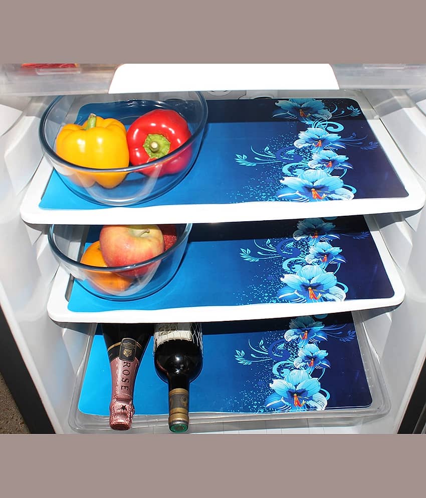Revexo - PVC Multicolor Fridge Mats ( Pack of 3 )