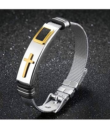 FASHION FRILL Silver Men's Religious Bracelet ( Pack of 1 )