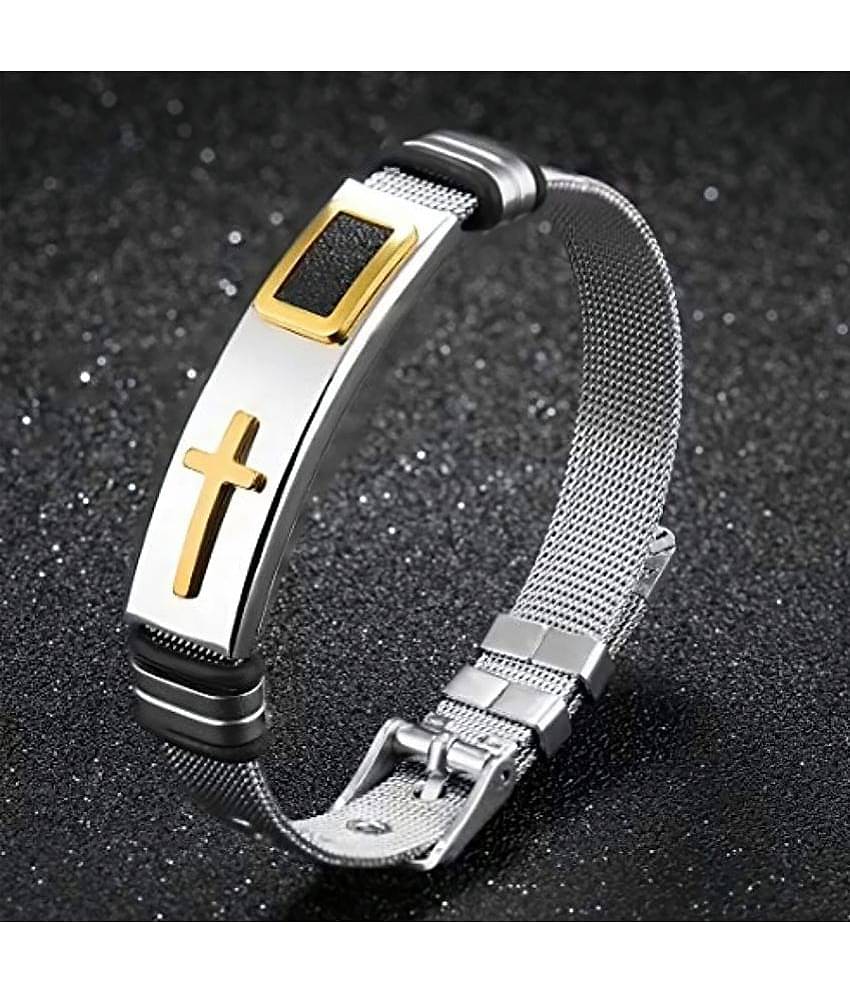 FASHION FRILL Silver Men's Religious Bracelet ( Pack of 1 )