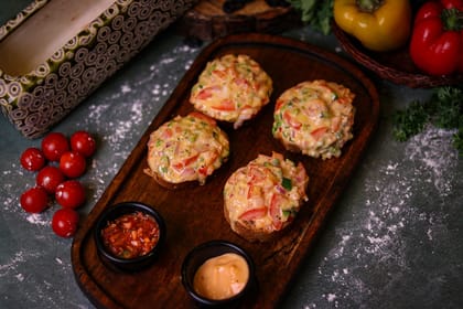 Mushroom & tomato garlic bread [4pcs]