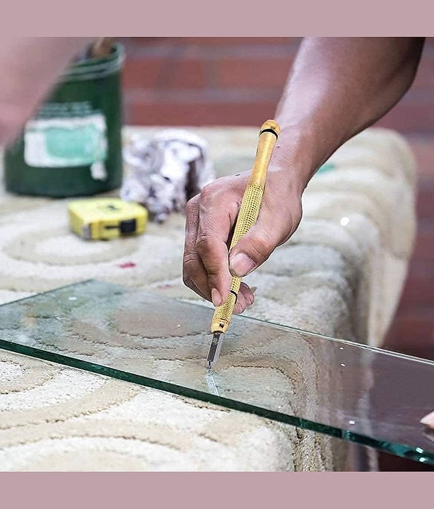 Professional Glass Cutting Tool - (Colorful Metal Handle) Pencil Style Cutter (Multi-Color) for 5mm-15mm Glass (use Safely) for Household use (Pack of 1)