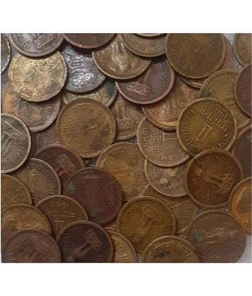 Republic India 1 Paisa / 1 Naya Paisa Copper & Bronze 50 Mixed Coins Lot, See Description for Details
