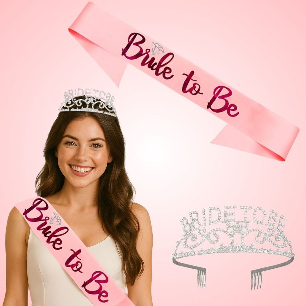 Bride to Be Crown Tiara and Bride to Be Sash Crystal Rhinestone Tiara Headband - Party and Festive Needs | Buy online on ZillyBuy
