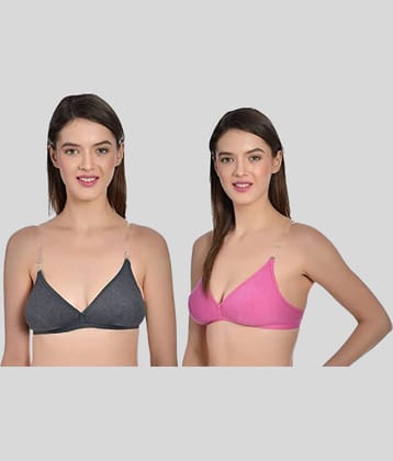 AIMLY Pack of 2 Cotton Blend Non Padded Women's T-Shirt Bra ( Blue )