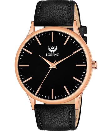Lorenz Black Leather Analog Men's Watch