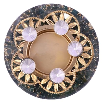 Tealight Holders with Natural Crystal Stone, Decorative,Votive Candle Holder, Tealight Candle Holder for Romantic Candle, Night, Dinner,Wedding,Bathroom, Diwali, Chirstmas(KI_076)  by Krishna Impex