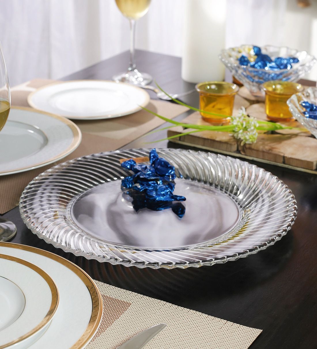 Nachtmann Samba Crystal Platter 32 Cm Center Plain (Set Of 2)