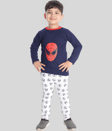 s muktar garments Pack of 1 Boys Cotton T-Shirt & Pants Set ( Navy Blue )