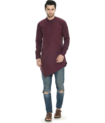 DESIGN TREND Maroon Cotton Kurta Single