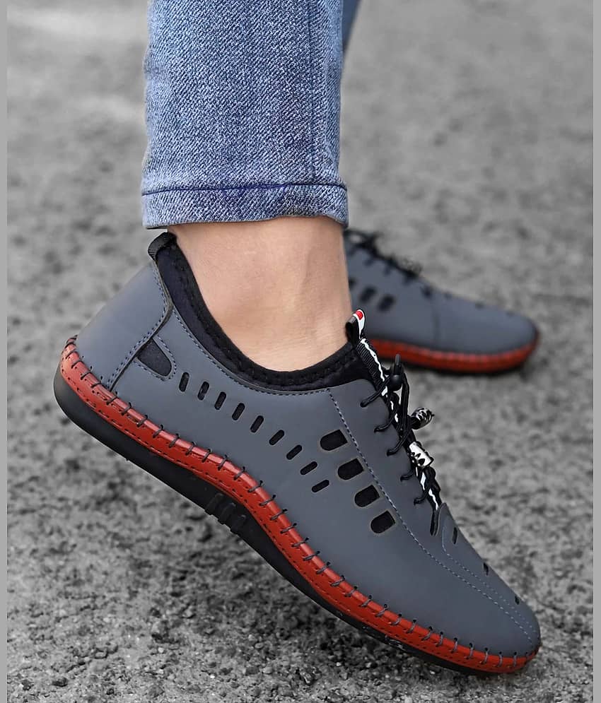 K-FOOTLANCE Grey Men's Slip-on Shoes