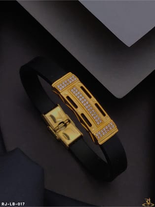 Micro Gold Plated with Diamond Decorative Design Bracelet for Men -LB-017-Fixed