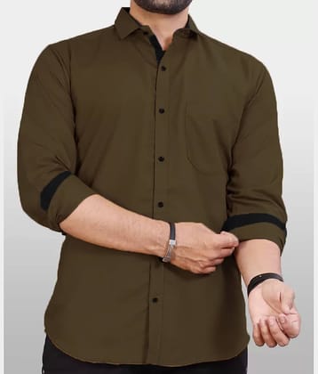 JEEVAAN - THE PERFECT FASHION Cotton Blend Regular Fit Solids Full Sleeves Men's Casual Shirt - Coffee ( Pack of 1 )