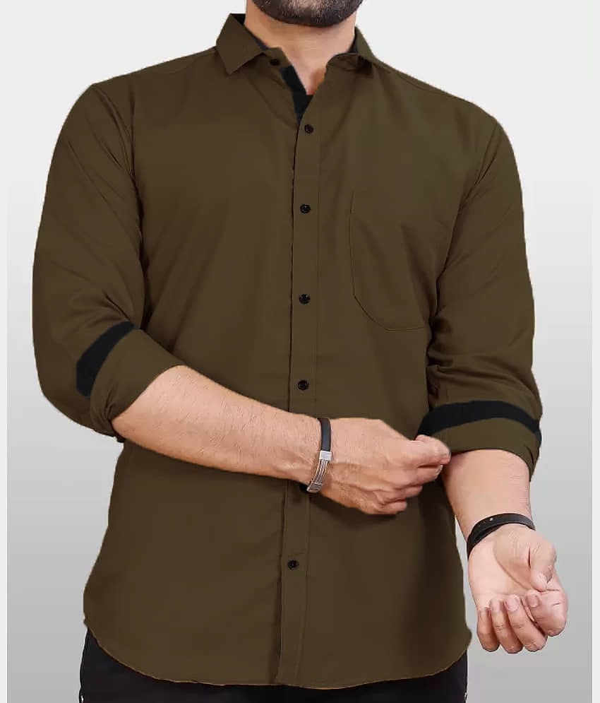 JEEVAAN - THE PERFECT FASHION Cotton Blend Regular Fit Solids Full Sleeves Men's Casual Shirt - Coffee ( Pack of 1 )