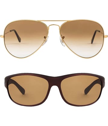 Kanny Devis - Bronze Wrap Around Sunglasses ( Pack of 2 )