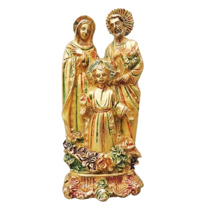 Brass Showpiece Jesus Family Statue - Jesus, Mary & Joseph Decorative Religious Showpiece, Height : 7.4 Inch (BSMAS972 B)