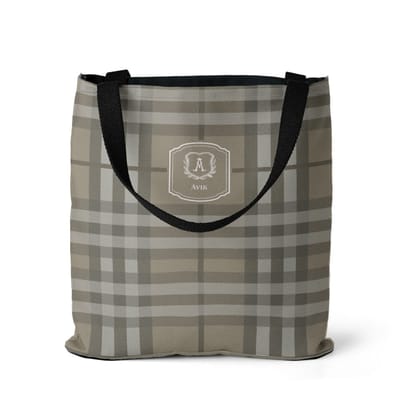 Plaid Tote Bag-Sand / Basic