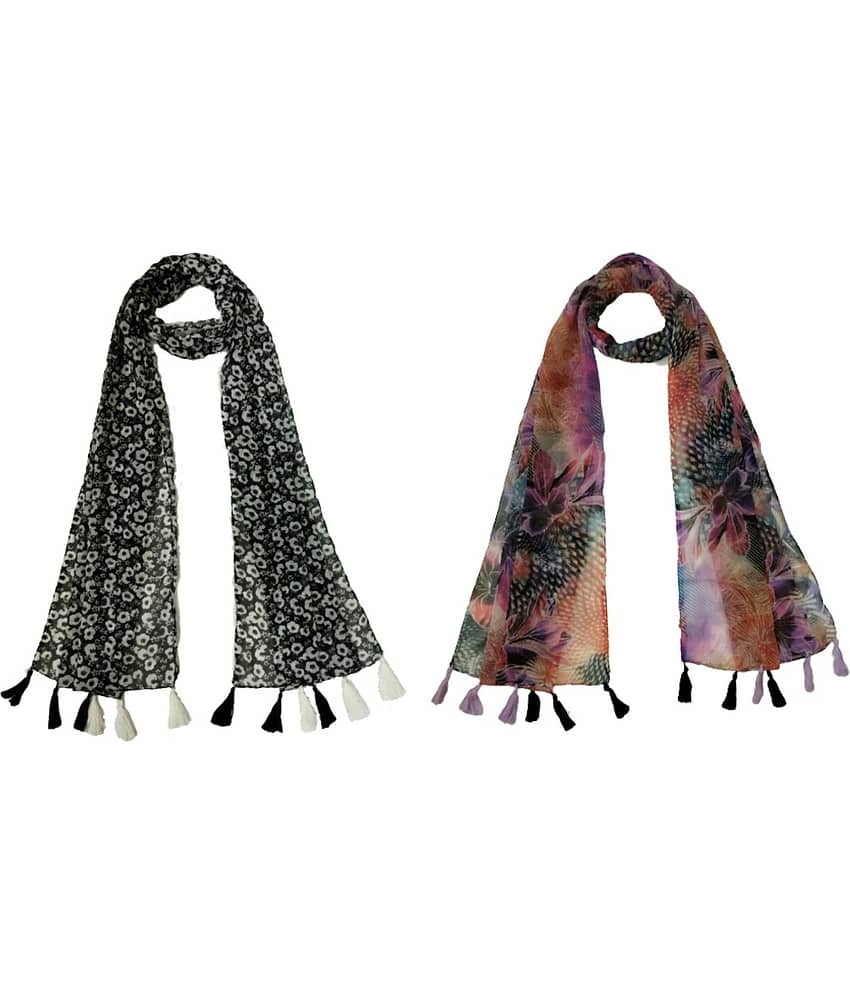 stolevilla Multi Printed Poly Cotton Yarn Stoles ( Pack of 2 )