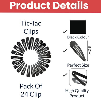 24pcs Black Tic Tac Hair Pins