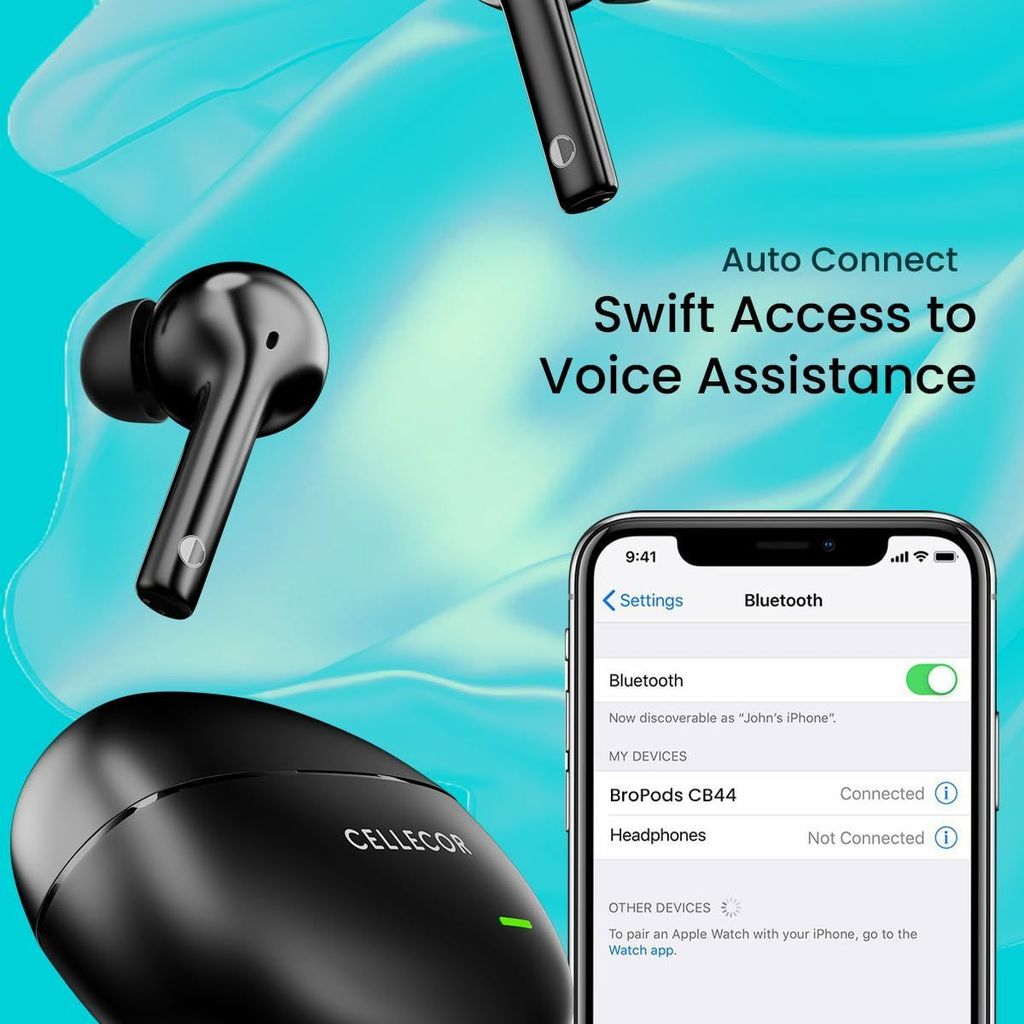 CELLECOR BroPods CB44 TWS with 35 Hours Playtime, ENC, Insta Wake N' Pair, HD Sound, 13mm Driver Truly Wireless (Black)