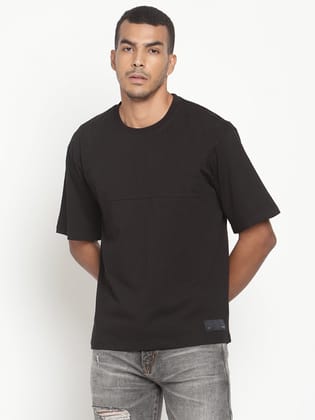 Punk BLACK-BLOCK Plain Oversized T-shirt-L / Black