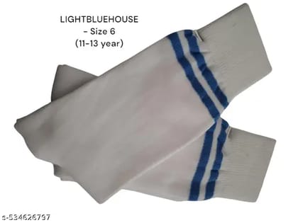 Sky Blue House white School Lycra cotton socks - Pack of 2 (11-13 Year)