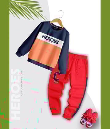 CODEZ Pack of 1 Boys Fleece Sweatshirt & Trackpant Set ( Multicolor )