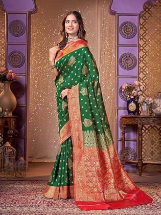 Women's Banarasi Silk Saree with Unstitched Blouse Piece